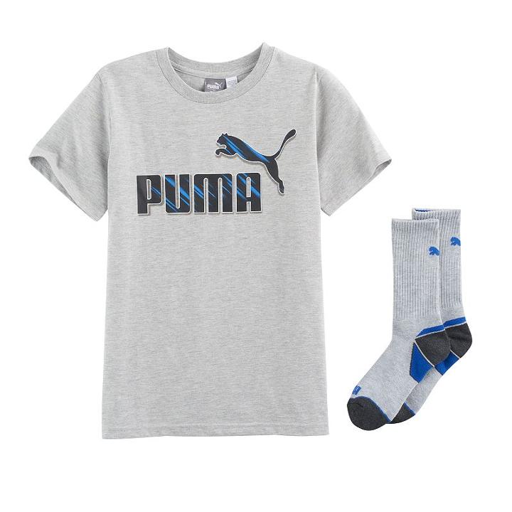 Boys 8-20 Puma Cat Logo Tee, Size: Large, Grey Other