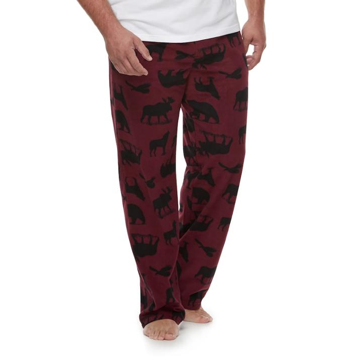 Big & Tall 2-pack Solid And Patterned Microfleece Lounge Pants Set, Men's, Size: L Tall, Dark Red