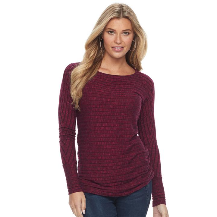 Women's Apt. 9&reg; Ribbed Ruched Tee, Size: Small, Med Purple