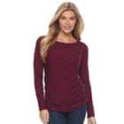Women's Apt. 9&reg; Ribbed Ruched Tee, Size: Small, Med Purple