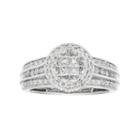 10k White Gold 1 Carat T.w. Diamond Halo Engagement Ring, Women's, Size: 6