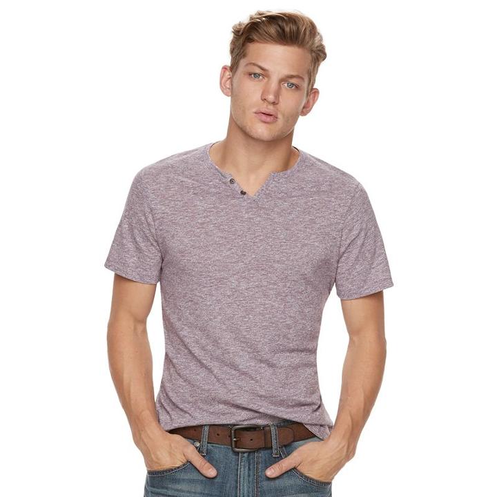 Men's Rock & Republic Textured Notchneck Tee, Size: Xl, Purple