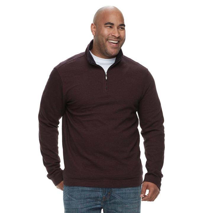 Big & Tall Van Heusen Flex Classic-fit Quarter-zip Sweater, Men's, Size: Xxl Tall, Brt Red