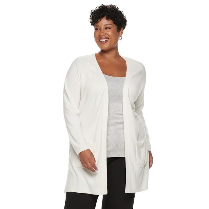 Plus Size Napa Valley Raglan Sleeve Long Cardigan, Women's, Size: 1xl, Natural