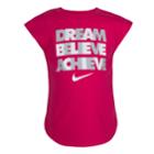 Girls 4-6x Nike Dream Believe Achieve Graphic Tee, Size: 6, Brt Pink