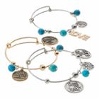Love & Simulated Turquoise Charm Bangle Bracelet Set, Women's, Turq/aqua