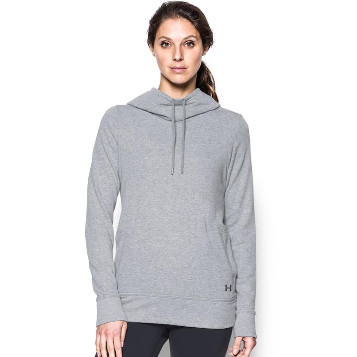 Women's Under Armour French Terry Open Back Hoodie, Size: Large, Dark Grey