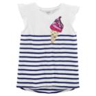 Girls 4-8 Carter's Sequin Applique Striped High-low Tee, Size: 7, Blue Stripe