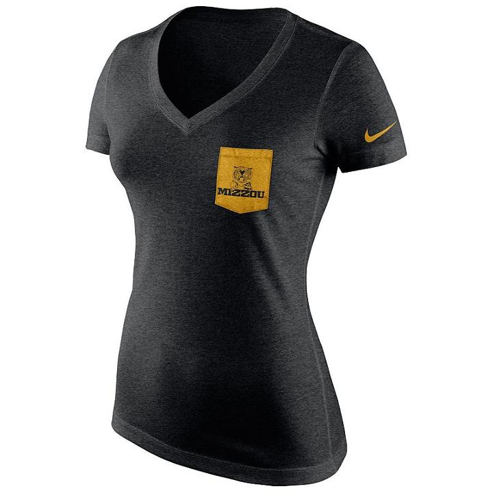 Women's Nike Missouri Tigers Logo Pocket Tee, Size: Large, Black