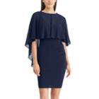 Women's Chaps Sheer Overlay Sheath Dress, Size: 16, Blue (navy)