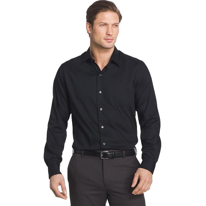 Men's Van Heusen Slim-fit Striped Sateen Button-down Shirt, Size: Xxl, Black
