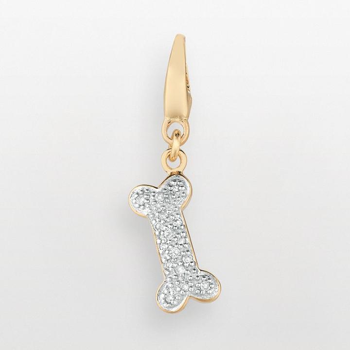 14k Gold Over Silver Diamond Accent Bone Charm, Women's, White