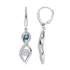 Sterling Silver Simulated Blue Topaz & Lab-created White Sapphire Infinity Drop Earrings, Women's