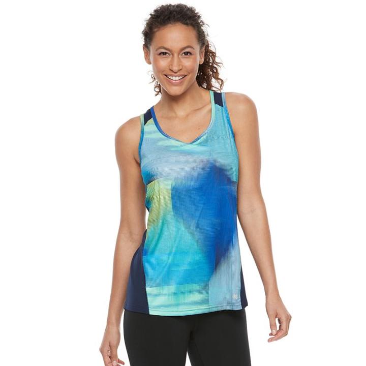 Women's Tek Gear&reg; Printed Performance Base Layer Workout Tank, Size: Medium, Dark Blue