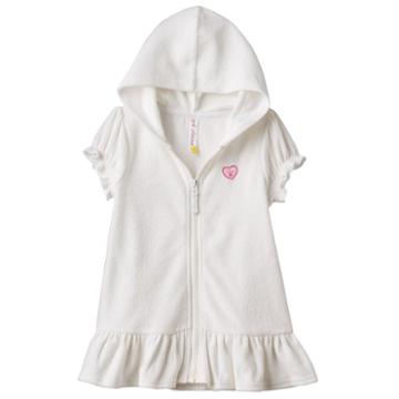 Girls 4-6x Pink Platinum Hooded French Terry Ruffled Cover Up, Girl's, Size: 6x, White
