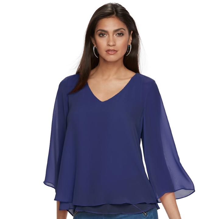 Women's Jennifer Lopez Layered Chiffon Blouse, Size: Xl, Purple