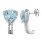 Sterling Silver Blue Topaz & Diamond Accent Triangle Earrings, Women's