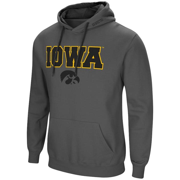 Men's Iowa Hawkeyes Pullover Fleece Hoodie, Size: Large, Dark Grey
