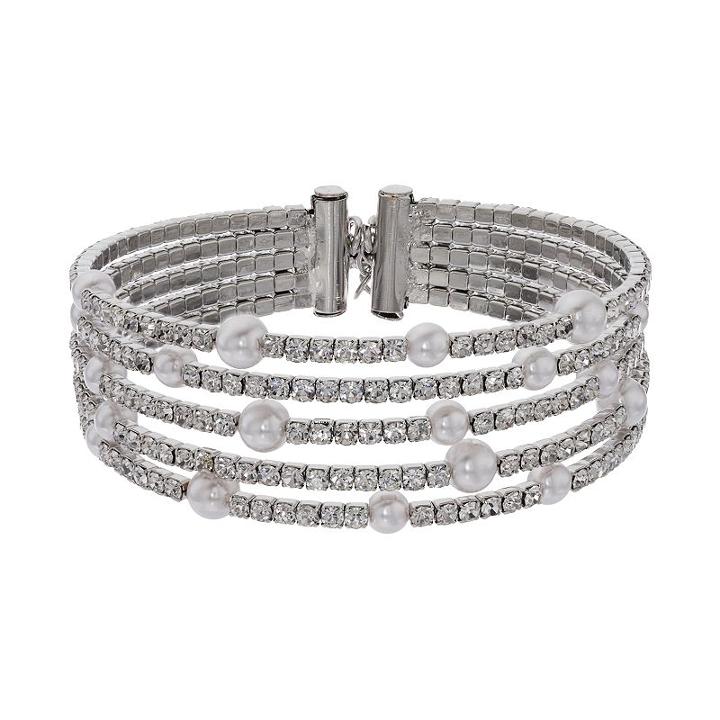 Simply Vera Vera Wang Simulated Crystal Multi Row Bracelet, Women's, White
