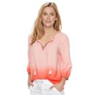 Plus Size Sonoma Goods For Life&trade; Dip-dye Peasant Top, Women's, Size: 0x, Brt Pink