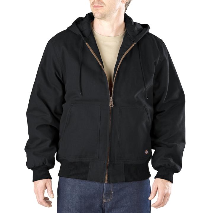 Dickies Sanded Duck Hooded Jacket - Men, Size: Large, Black