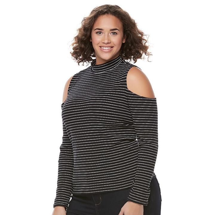 Juniors' Plus Size So&reg; Mockneck Cold-shoulder Top, Girl's, Size: 3xl, Black