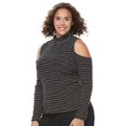 Juniors' Plus Size So&reg; Mockneck Cold-shoulder Top, Girl's, Size: 3xl, Black