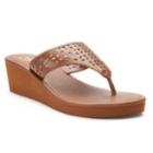 Dana Buchman Perforated Hood Thong Wedge Sandals, Women's, Size: Small, Lt Brown