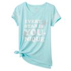 Girls Plus Size So&reg; Tie Front Shine Tee, Size: 14 1/2, Turquoise/blue (turq/aqua)