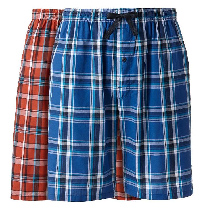 Big & Tall Hanes Classics 2-pack Plaid Woven Jams Shorts, Men's, Size: 4xl, Blue (navy)