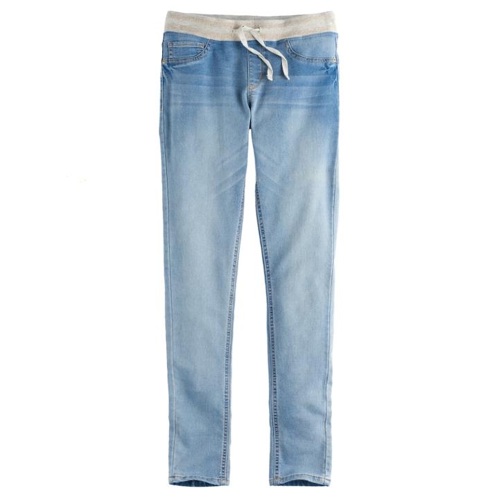 Girls 7-16 So&reg; Ribbed Waist Jeggings, Size: 14, Light Blue