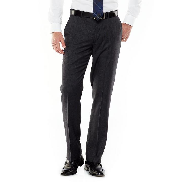 Men's Axist Ultra Series Straight-fit Solid No-iron Performance Flat-front Dress Pants, Size: 36x34, Grey