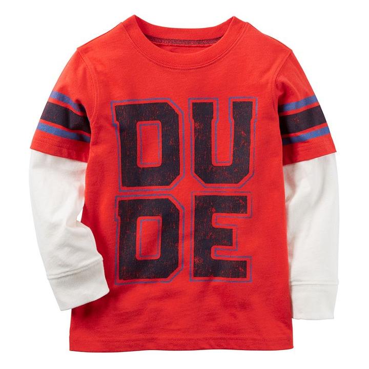 Carter's, Boys 4-8 Mock-layered Long Sleeve Dude Graphic Tee, Boy's, Size: 6, Orange