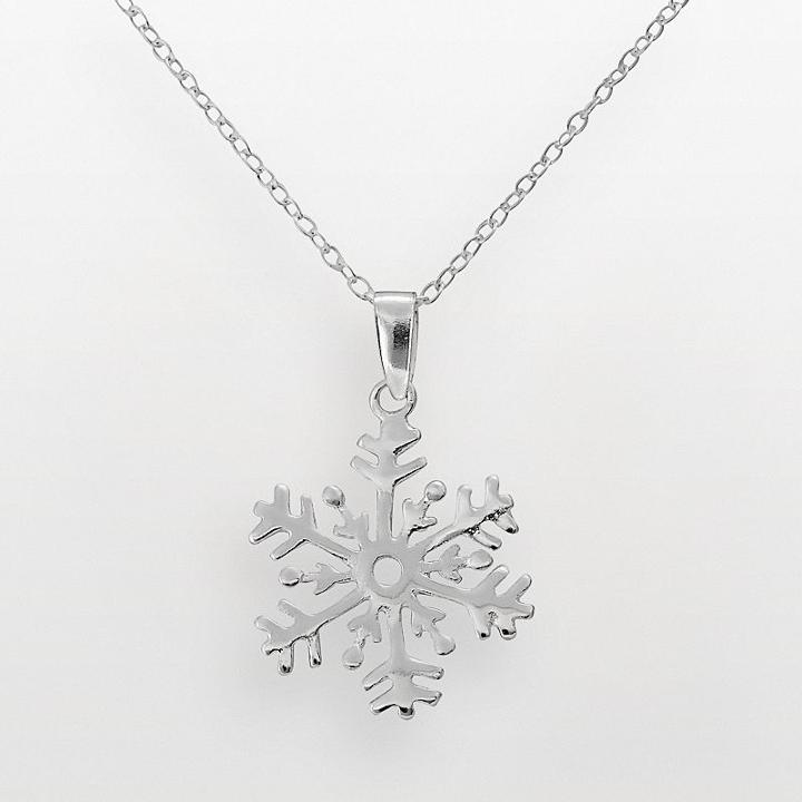 Sterling Silver Snowflake Pendant, Women's, Size: 18, Grey