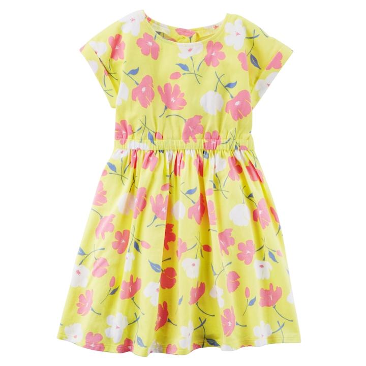 Girls 4-8 Carter's Yellow Floral Jersey Dress, Size: 6-6x, Print