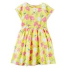 Girls 4-8 Carter's Yellow Floral Jersey Dress, Size: 6-6x, Print