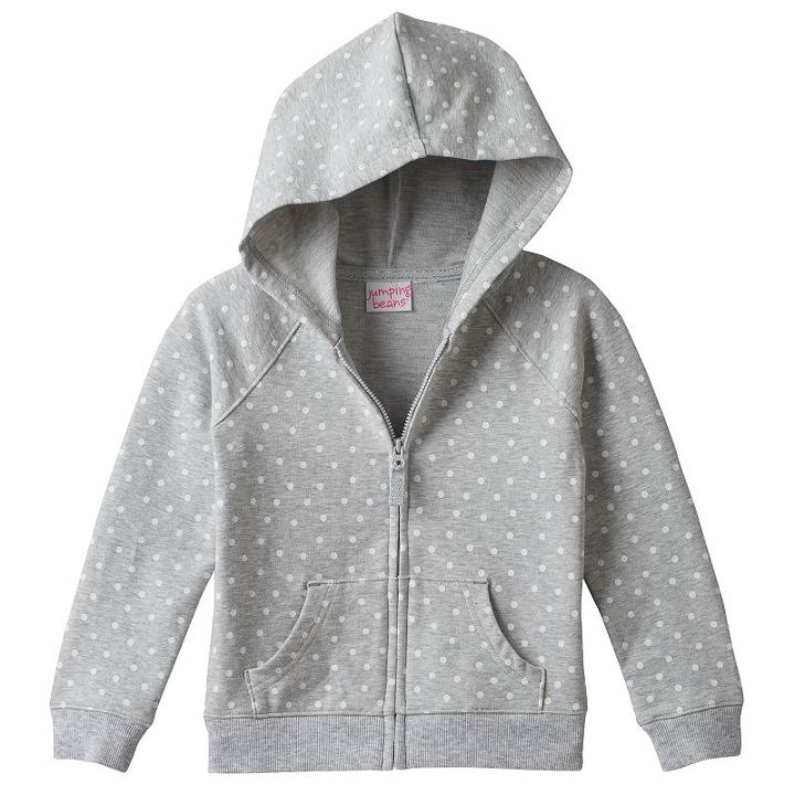 Girls 4-10 Jumping Beans&reg; Lightweight Dot Zip Hoodie, Girl's, Size: 5, Light Grey
