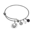 Love This Life Stainless Steel And Silver-plated Amethyst Zodiac And Star Charm Bangle Bracelet, Women's, Grey