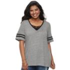 Plus Size So&reg; Lace-up Varsity Tee, Teens, Size: 2xl, Grey (charcoal)
