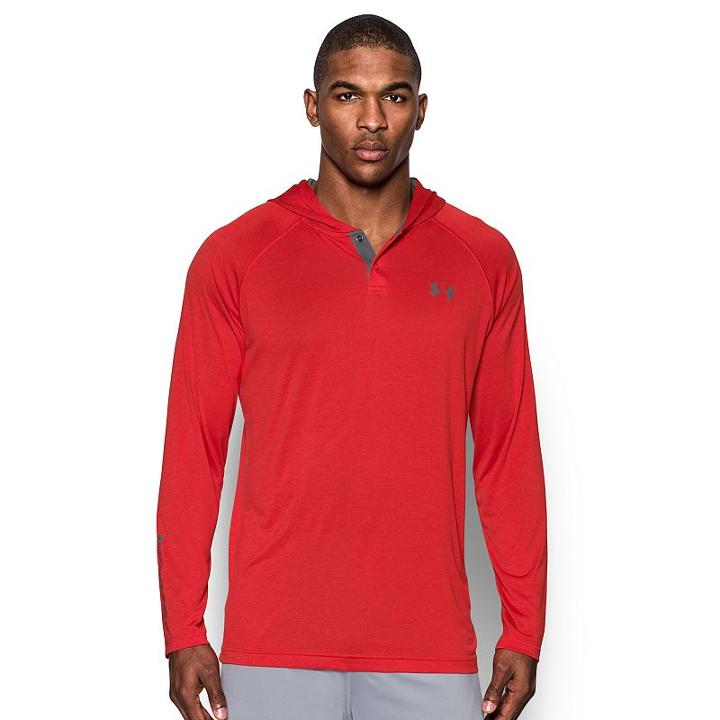 Men's Under Armour Tech Popover Henley Hoodie, Size: Xxl, Dark Red