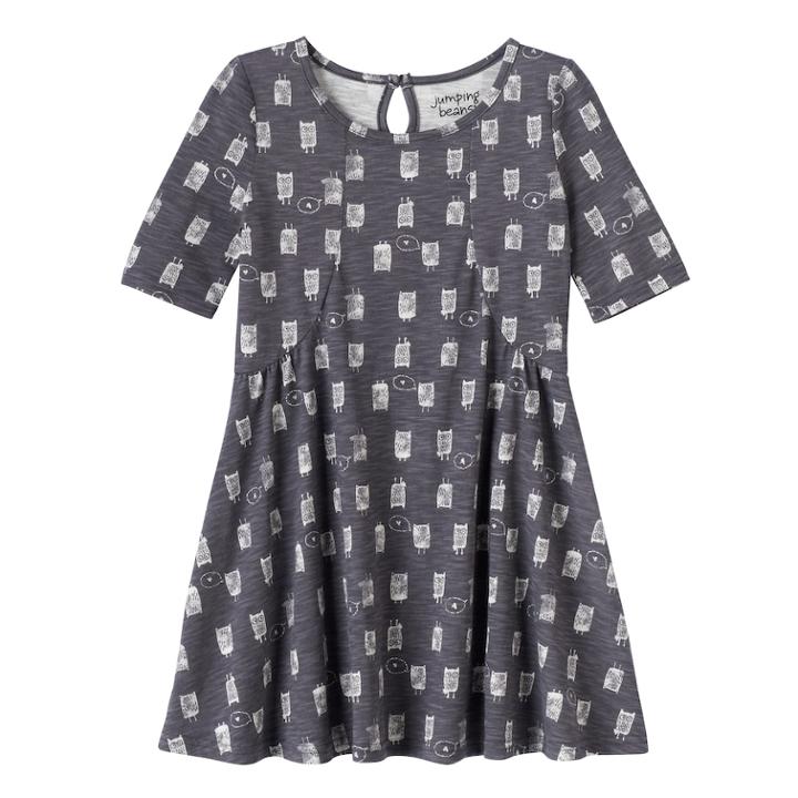 Girls 4-10 Jumping Beans&reg; Curved Seam Dress, Size: 7, Grey
