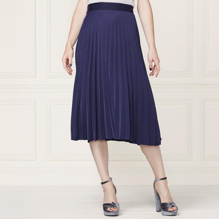 Lc Lauren Conrad Runway Collection Pleated Satin Skirt - Women's, Size: Small, Dark Blue