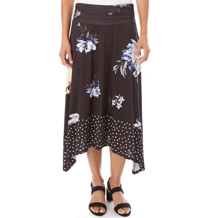 Women's Apt. 9&reg; Handkerchief-hem Skirt, Size: Xl, Multi Space Floral