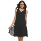 Women's Apt. 9&reg; Chiffon Drop Waist Dress, Size: Medium, Black