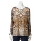 Women's Dana Buchman Print Textured Knit Tunic, Size: Xs, Med Brown