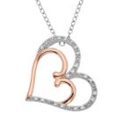 1/10 Carat T.w. Diamond Two Tone 14k Gold Double Heart Pendant Necklace, Women's, Size: 18, White