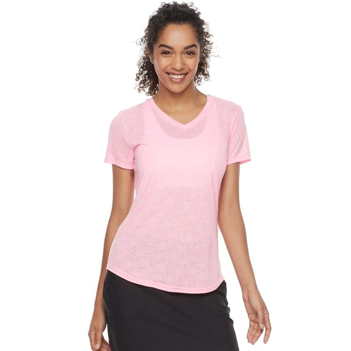 Women's Tek Gear&reg; Short Sleeve Tee, Size: L Tall, Brt Pink