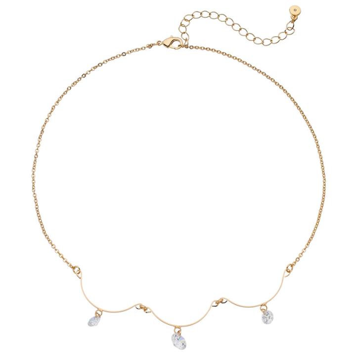 Lc Lauren Conrad Cubic Zirconia Scalloped Necklace, Women's, Gold