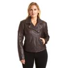 Plus Size Excelled Asymmetrical Leather Motorcycle Jacket, Women's, Size: 1xl, Brown