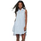Women's Sharagano Striped Linen-blend Shirt Dress, Size: 4, Turquoise/blue (turq/aqua)